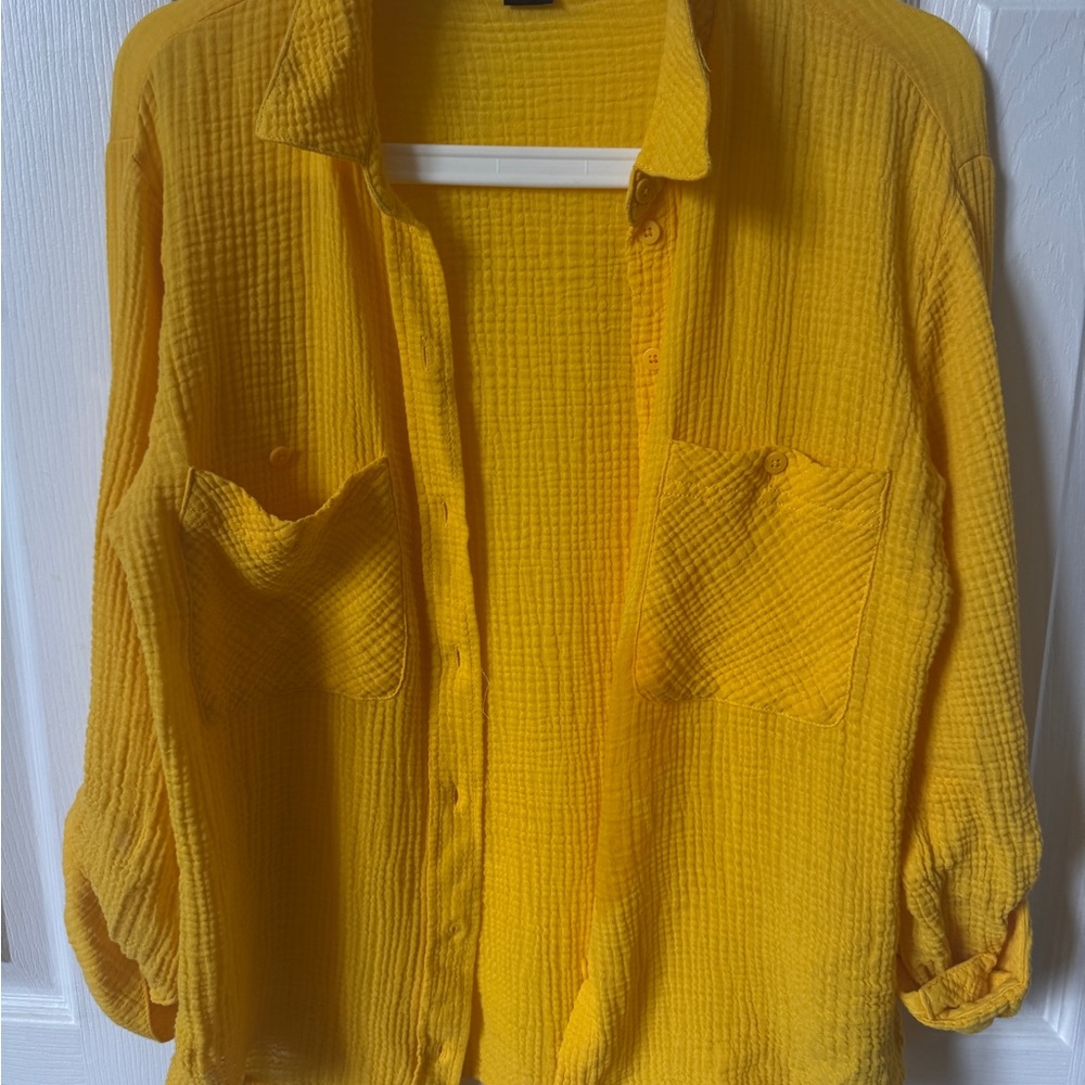 Bright Yellow Button-Up Shirt